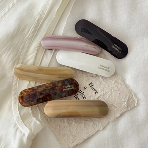 Set of 6 French style acetate hair clips in assorted colors including tortoise shell and pink
