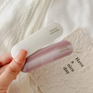 French acetate hair clips set in matte white and marble pink with gold handmade text