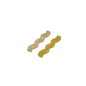 Water blue acetate wave hair clip set with marble and solid yellow finish for women