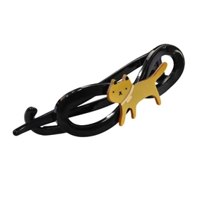 Pince à cheveux chat noir et jaune mignonne pour chignon élégant et stylé