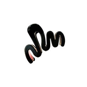 Pince à cheveux noire ondulée pour femme avec finition brillante et ressort doré