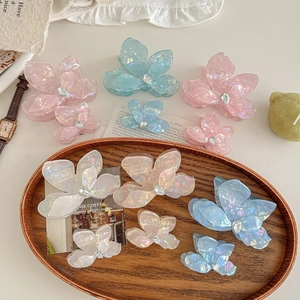 Pince à Cheveux Crabe Fleur Iridescente Style Français Lustre Perlé Acide Acétique Avec Strass Pour Femme Accessoires Cheveux Élégants