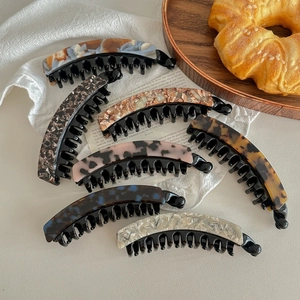Acetate Banana Hair Clip Double Teeth Ponytail Holder Tortoiseshell Marble Pattern Vertical Hair Clip For Women Accessory