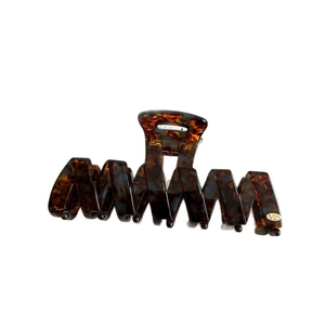 Large tortoiseshell wave hair claw clip with gold VD logo for women hair styling