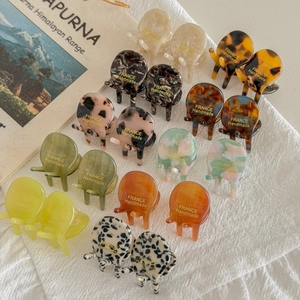 Mini Hair Claw Clips Cellulose Acetate Handmade French Style Vintage Tortoise Shell Marble Pattern Women Girls Hair Styling Accessory