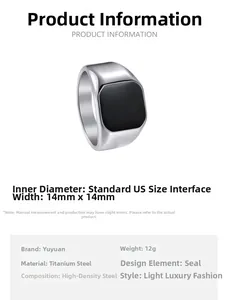 Detailed technical diagram of silver square signet ring with dimensions and materials