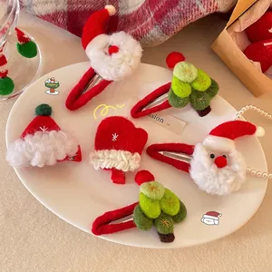 Mignonnes Pinces à Cheveux de Noël Père Noël Renne Chapeau Feutre Fait à la Main Barrettes de Fête Décoration Festive Femme Fille Accessoires