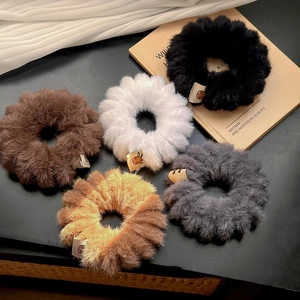 Chouchou Oversize en Peluche de Fausse Fourrure Anneau de Cheveux d'Hiver Doux pour Femmes Style Coréen Haute Élasticité Accessoire