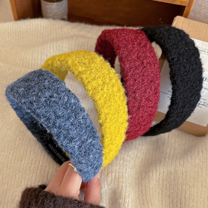 Vintage wide felt padded headbands in assorted autumn colors with soft plush texture