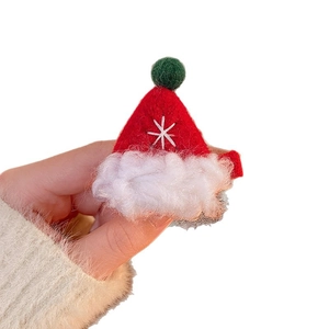 Pince à cheveux bonnet de Noël en feutre avec broderie de flocons de neige pour Noël