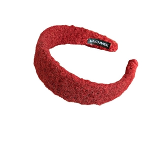 Handmade red wool felt headband with wide band for winter fashion accessories
