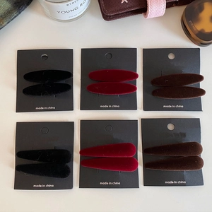 Elegant 6-piece velvet hair clip set in oval and water-drop shapes for women
