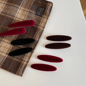 8-piece set of velvet hair clips in burgundy, black, and brown for elegant autumn styling