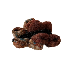 Pince à cheveux banane nœud en peluche marron pour femme en feutre de laine doux automne