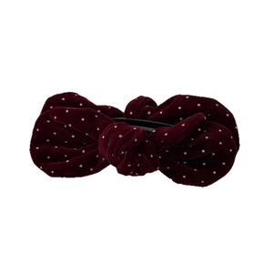 Elegant burgundy velvet polka dot bow hair clip with premium banana clip base for women