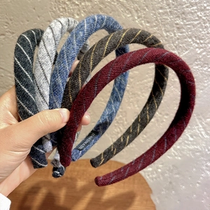 Vintage Twill Polyester Cotton Knitted Headband For Women Handmade High Top Thick Hairband Wine Red Grey Blue Hair Accessories