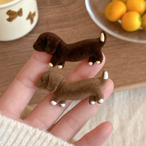 Süße Beflockte Dackel Haarklammer Für Damen Kinder Koreanischer Stil Cartoon Tier Entenschnabel Clip Mode Haarschmuck