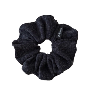 Chouchou tricoté gris foncé avec texture nid d'abeille et étiquette texte pour femmes