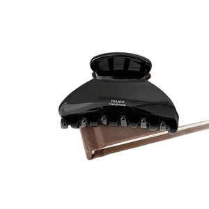 Elegant black acetate hair claw clip with FRANCE Handmade print for women styling