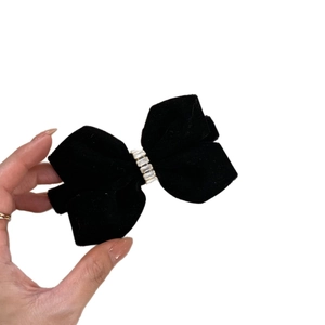 Elegante zwarte fluwelen haarstrik met luxe strass-steentjes voor dames haaraccessoires