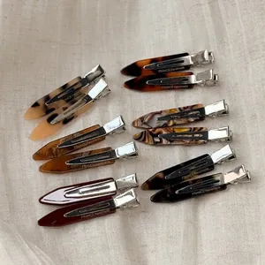 Seamless Acetate Hair Clips Duckbill Bangs Barrette Retro Tortoiseshell Marble Texture Hair Accessories Women Jewelry