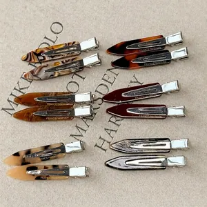 Minimalist handmade tortoiseshell duckbill hair clips set in various vintage colors