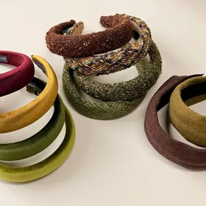 Chic velvet and tweed padded headbands in various colors for an elegant autumn look