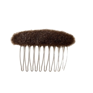 Brown fuzzy hair padding comb for increasing top hair volume and hairstyling