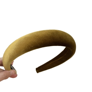 Elegant thick padded mustard yellow velvet headband with high crown sponge design