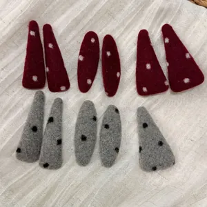 Korean Style Red Polka Dot Felt Hair Clip For Women Autumn Winter Exquisite Minimalist BB Side Clip Sweet Headwear