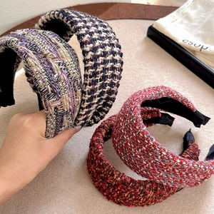 Elegant tweed knit headbands in assorted colors for a vintage high crown hair accessory look