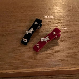 Vintage Velvet Hair Clips With Alloy Rhinestone Horse Star And Dollar Sign Embellishments For Women Elegant Fashion Side Pins