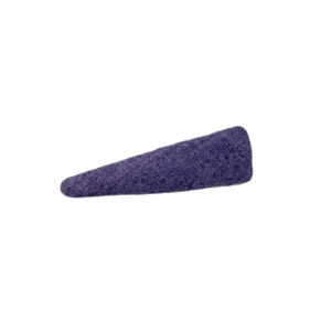 Elegant purple fabric triangular BB hair clip with soft fleece texture on white background
