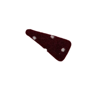 Elegant wine red felt hair clip with white polka dots for autumn and winter hairstyling
