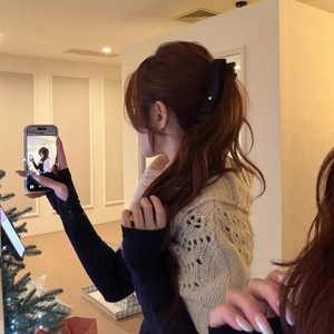 Eleganter übergroßer schwarzer Seifenbogen-Haarclip für Damen Pferdeschwanz-Styling