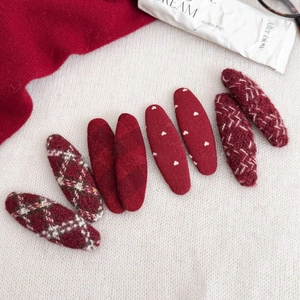 Mollette per Capelli BB in Tessuto Rosso Vintage di Capodanno per Donna Eleganti Fermagli a Becco d'Anatra con Motivo a Cuore e Quadretti Accessori per Capelli Autunno Inverno