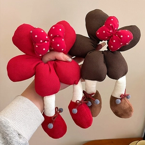 Cartoon Polka Dot Bow Flower Butt Hair Scrunchie Sweet Handmade Fabric Hair Tie For Women Girls Korean Hair Accessories