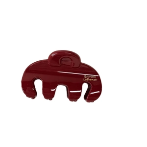 Elegant wine red rectangular hair claw clip with golden lettering for thick hair styling