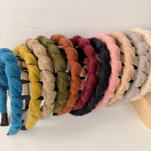 Cerchietto in maglia intrecciata con denti antiscivolo, set di 10 colori invernali