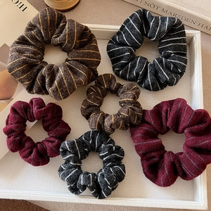 Retro Knitted Striped Scrunchies For Women Autumn Winter Thick Elastic Hair Ties Vintage Large Hair Bands Hair Accessories