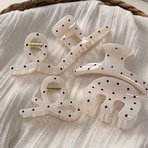 Haarklammer-Set mit Punkten in Beige und Schwarz für dickes Haar Styling-Zubehör