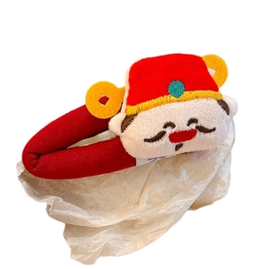 Cartoon Caishen God of Wealth red plush headband for children Chinese New Year hair accessory