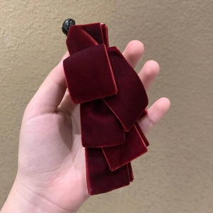 Elegant deep red velvet bow banana clip for high ponytail hairstyles and hair styling