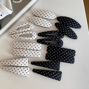 Handmade Polka Dot Satin Fabric Covered Metal Hair Clips For Women Korean Fashion Elegant Geometric BB Clips Side Fringe Hair Card