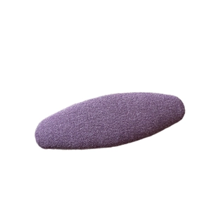 Minimalist purple plaid fabric hair clip with woven texture on a white background