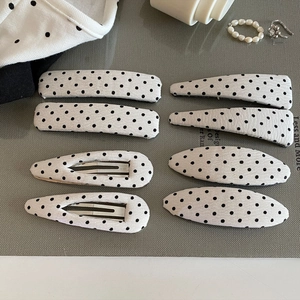 8-piece set of elegant French retro polka dot hair clips in various shapes for women