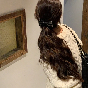 Élégante Pince à Cheveux Nœud en Satin Noir Avec Strass Étincelants Accessoires de Cheveux Rétro Français pour Femme Fête Bijoux