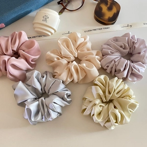 French Style Satin Scrunchies Ruffled Satin Luster Hair Ties Elegant Elastic Ponytail Holders Vintage Hair Bands For Women