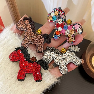 Luxury rhinestone horse hair clips in four sparkling colors for stylish side hair styling