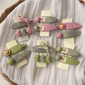Süßes Haarklammern-Set für Mädchen in Rosa und Grün mit Schleifen und 12er-Packung